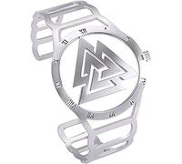 Braceletas para Hombres Bangle Vintage Nordic Unicent Acero Inoxidable Watch Ssymbol Pulsera Hollow out Diseño Grabado 24 runas Bangle/A