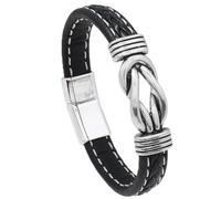 Bracelets and Son Forever Linked Together Braided Leather Bracelet Men Stainless Steel Inspirational Stud Heart
