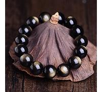 Bracelets for Women Crystal Bracelet Jewelry Energy rystal Yoga Bracelet Drop-Gold Obsidian_8mm Beads