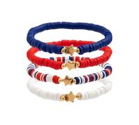 Bracelets of July Celebration Bracelet Set Independence Day'S Soft Ceramic Beaded Bracelet Big Necklaces for