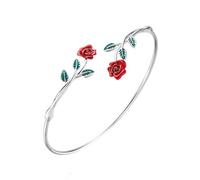 Bracelets Rose Bracelet Oil Drip Rose Open Adjustable Bracelet Accessories For Long Pearl Earrings for (B-c, One Size)