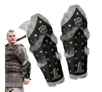 Bracers | 1 Pair Medieval Arm Guards - Men Medieval Cosplay Faux Leather Arm Warmers, Pirate Knight Gauntlet Wristband Bracer, Steam Punk Accessories