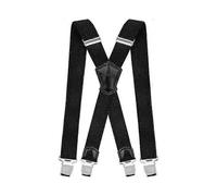Braces with Extra Strong Metal Clips 4cm Wide Heavy Duty Braces One Size Fits All Men and Women Adjustable and Elastic X Shape (Black)