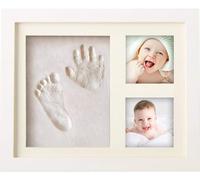 BraceTek - Kit de Marco Para Manos y Huellas de bebé para niño y niña - marcos de arcilla y madera - No se agrieta al secar