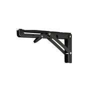 Brackets de estante plegable, Paquete de 2 soportes triangulares plegables for estante pared, acero negro y inoxidable, en varios tamaños(2pcs Black 8 Inch)