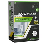 Brackit Paquete de 6 láminas de plástico biodegradables grandes para decoración, 2,7 m x 3,6 m, 20 micras, hojas blancas en relieve para pintar, láminas de plástico impermeables para pintar y cubrir