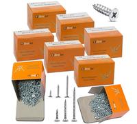 Brackit Tornillos para madera a granel, 1800 piezas, 3, 3,5 y 4 mm, tornillos de acero galvanizado avellanados Pozi-drive