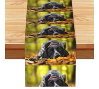 Braco Alemán de Pelo Corto Otoño Mascotas Perros,Camino de Mesa de Lino sintético para el hogar, Fiestas, comedores, 33 x 183 cm