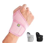 BRACOO Muñequera de Ajustable para Hombre y Mujer, para Soporte, Gimnasio, Levantamiento de Pesas, Tendinitis, Túnel Carpiano, Artritis, para Ambos Manos, WS10 (Rosa)