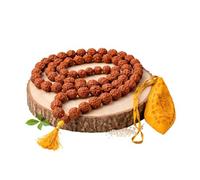 BRACOP Rudraksha Mala - 108 cuentas redondas de Japa para manualidades, bolsa de almacenamiento hecha a mano, oración hindú, regalos indios para hombres