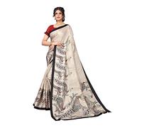 BRACOP® Sari de Bollywood para mujer con pieza de blusa Ropa india Ropa étnica Sari de seda Khadi crema estampado Regalos de Rakhi