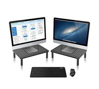 Bracwiser Soporte para monitor de altura ajustable, portátil y computadora, con plataforma metálica ventilada, 370 x 235 mm, MST003-2, 2 paquetes, negro