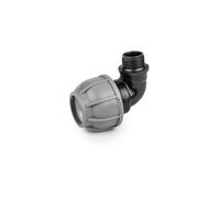 Bradas Codo de tubo de polietileno, 32 mm, 90°, con rosca exterior de 3/4", sistemas de riego para invernaderos, agricultura