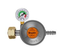 Bradas Reductor de presión de gas de 37 mbar con manómetro y válvula de seguridad EFV, 1,5 kg/h, conexión de manguera de 9 mm, regulador de gas para barbacoa, estufa y camping