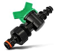 BRADAS® Válvula reguladora de válvula de cierre de manguera de 16 mm con reducción de 34 pulgadas, adaptador de grifo, conector de grifo Black Line, manguera de jardín, válvula de bola, conexión de