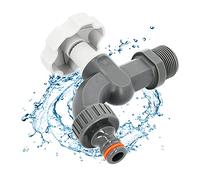 BRADAS White Line - Grifo de jardín de plástico (1/2" x 3/4" | Grifo de repuesto para cisterna de agua de lluvia con adaptador de manguera