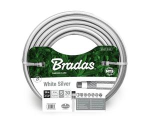 Bradas WWS1/250 5359 - Manguera de jardín (1/2", 50 m, resistente a torsiones, resistente a la torsión), color blanco y plateado
