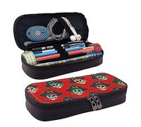 bradkke Estuche de piel con estampado de capitán pirata, gran capacidad, bonito estuche organizador de cosméticos con cremallera, Black, Talla única, Estuche de belleza
