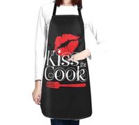bradkke Kiss The Cook Delantal ajustable con bolsillo para mujeres y hombres, delantales impermeables, regalos para pintura de cocina, Kiss the Cook Red Kiss, Talla única