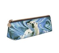 bradkke Polar Bears Northern Lights - Estuche de cuero para mujer, gran capacidad, con cremallera, para oficina, White, Talla única, Estuche de belleza