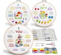 Bradove Kit de bordado para principiantes, aprende a bordar las 29 puntadas superiores y bonitos patrones con tutorial en video y folleto de instrucciones (idioma español no garantizado), kit de