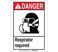 Brady 119473 GID - Señal de plástico "Danger Respirator Required", 14 pulgadas de alto x 10 pulgadas de ancho, negro/rojo/blanco