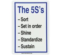 Brady 122303 plástico recordar 5-S Sign, 14 "x 10", leyenda "El 5S de - Tipo - Set en orden - Shine - normalizar - mantener - seguridad"