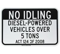 Brady 124414 Control del tráfico Sign, Legend"no al ralentí diesel-powered vehículos de más de 5 toneladas ley 124 de 2008, altura de 12", 18 "Ancho, Negro sobre blanco