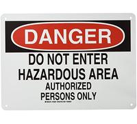 Brady 126207 química y señal de peligro, Legend"no entrar zona de riesgo las personas autorizadas sólo", altura de 10 cm, 14 cm de ancho, negro y rojo sobre blanco