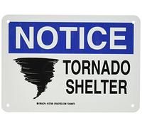 Brady 127350 fuego seguridad Sign, Legend"Tornado refugio, altura de 7 cm, 10" peso, negro y azul sobre blanco