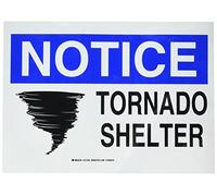 Brady 127355 fuego seguridad Sign, Legend"Tornado refugio, altura de 10 cm, 14 cm de ancho, negro y azul sobre blanco