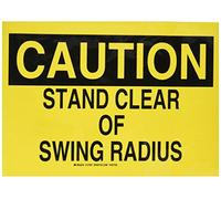 Brady 127697 señal de máquina y operación, leyenda"Stand Clear of Swing Radius", 10 pulgadas de alto, 14 pulgadas de ancho, negro sobre amarillo