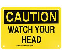 Brady 127717 Señal de máquina y operación, leyenda "Watch Your Head", 7 pulgadas de altura, 10 pulgadas de ancho, negro sobre amarillo