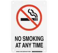Brady 141943 - Letrero de plástico B-401 con texto en inglés"No smoking at any time", 25,4 x 17,8 cm, color rojo y negro