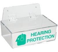 Brady 2019l altura de 3 cm, ancho de 9 ", 6" Profundidad, acrílico, verde sobre transparente color compacto Ear Plug dispensador con tapa, leyenda"protección auditiva (con pictogramas)"