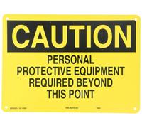 Brady 25205 14 pulgadas de ancho x 10 pulgadas de alto B-401 de plástico, negro sobre amarillo, letrero protector de desgaste, cabecera "Caution", leyenda "Personal Protective Equipment required