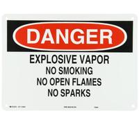 Brady 25653 Señal de plástico químico y materiales peligrosos, 25,4 x 35,6 cm, leyenda "Explosive Vapor No Smoking No Open Flames No Sparks"