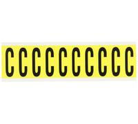 Brady 3440-C 2-1/4" de altura, 7/8" de ancho, B-498 reposicionable revestimiento de vinilo tela, negro sobre amarillo Color 34 serie etiqueta de carta interior, leyenda"C" (10 etiquetas por tarjeta)
