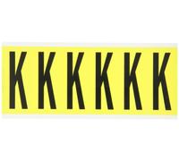 Brady 3450-K 3-1/2 pulgadas de altura, 1-1/2 pulgadas de ancho, B-498 paño de vinilo reposicionable, color negro sobre amarillo, etiqueta de letras interiores serie 34, leyenda "K" (6 etiquetas por tarjeta)