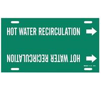 Brady 4336-g blanco sobre verde, consolador con arnés de tubo marcador, leyenda agua caliente recirculación