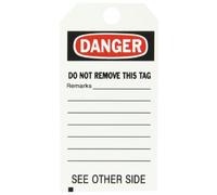Brady 65347 5 - 3/4 "altura, 3" Ancho, b-851 economía poliéster, rojo y negro sobre blanco Color en blanco etiquetas de prevención de accidentes, leyenda "peligro, no quitar esta etiqueta/Observaciones/ver otro lado" (Pack de 25)