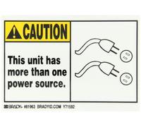Brady 81963 5 pulgadas de ancho x 3-1/2 pulgadas de alto, B-302 poliéster de alto rendimiento, negro y amarillo en blanco máquina y etiquetas de equipo, cabecera "Precaución", leyenda "esta unidad tiene más de una fuente de alimentación", paquete de 5