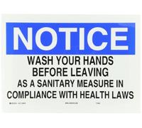 Brady 88478 poliéster adhesivas higiene Personal signo, 10 "x 14", leyenda"lavar tus manos antes de dejar como medida de sanitarias en cumplimiento con las leyes de salud"