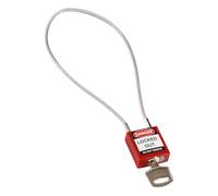 Brady Candado de Cable Compacto Paquete de 1 - Bloqueo de Seguridad Lockout Tagout - Candado de Seguridad - Llaves Diferentes - 32mm x 35mm x 16mm - Longitud del Cable 400mm, Rojo