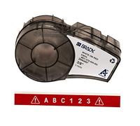 Brady Cinta de vinilo para impresoras de etiquetas M211 y M210 - Etiquetas adhesivas de vinilo - Blanco sobre rojo (9.53mm x 6.40m) - M21-375-595-RD