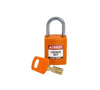 Brady CPT-ORG-25AL-KD Candado SafeKey, naranja, 2.6 pulgadas de alto x 1.25 pulgadas de ancho x 0.75 pulgadas de profundidad