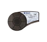 Brady Cinta de vinilo para impresoras de etiquetas M211 y M210 - Etiquetas adhesivas de vinilo - Negro sobre blanco (6.35mm x 6.40m) - M21-250-595-WT