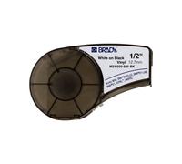 Brady Cinta de vinilo para impresoras de etiquetas M211 y M210 - Etiquetas adhesivas de vinilo -Blanco sobre negro (12.70mm x 6.40m) - M21-500-595-BK