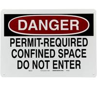 Brady Negro y Rojo sobre blanco Color Espacio reducido Sign, Legend "Danger, permit-required espacio confinado no entrar"