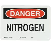 Brady Negro y Rojo sobre blanco química y materiales peligrosos signo, cabecera"Danger", leyenda"nitrógeno"